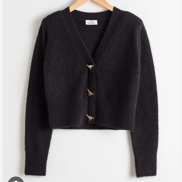 & Other Stories Black Cardigan with Gold Buttons - Picture 2 of 2